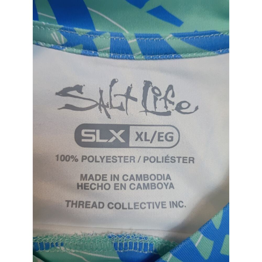 Salt Life SLX Men's XL Blue Camo Short Sleeve Performance Shirt - Picture 2 of 7